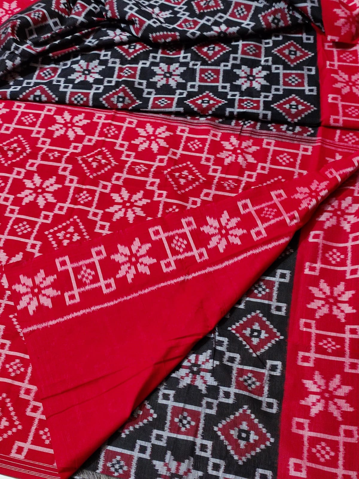 Pink Pochampally Ikat Cotton Handloom Stole with Telia Design ds2649 –  Uppada