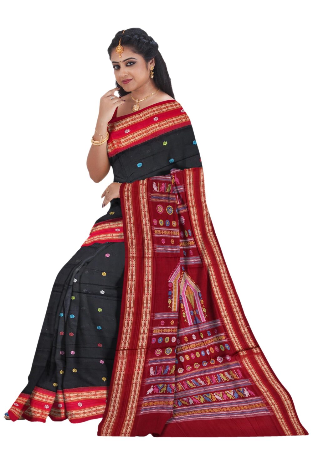 BANDITA- EXQUISITE ELEGANCE IN BROWNISH MAROON ODISHA HANDLOOM IKKAT S –  MOS Preloved