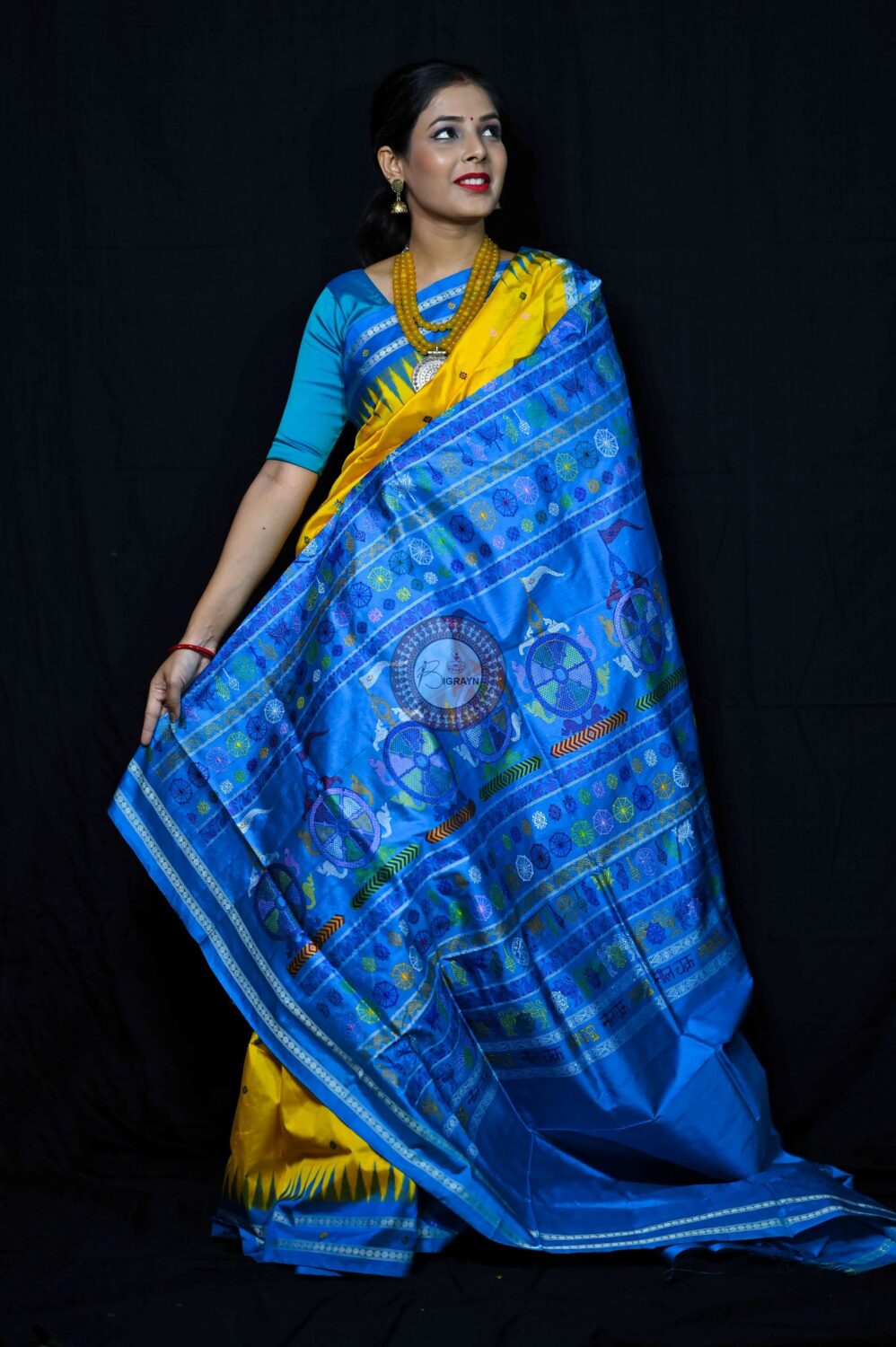 Navy blue maroon silk handloom sambalpuri saree – GoCoop